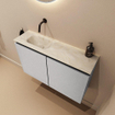 MONDIAZ TURE-DLUX Meuble toilette - 80cm - Plata - EDEN - vasque Ostra - position gauche - sans trou de robinet SW1104994