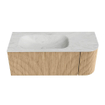 MONDIAZ KURVE-DLUX 115cm Meuble salle de bain avec module 25 D - couleur Oak - 1 tiroir - 1 porte - vasque BIG SMALL gauche - sans trou de robinet - couleur Opalo SW1137529