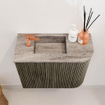 Mondiaz JOYA-DLUX 51.6cm toiletmeubel - ronding rechts kleur Shadow - Wastafel FAYE positie Links 1 kraangat kleur Oza. SW1425055