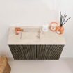 Mondiaz JOYA-DLUX 60cm toiletmeubel - kleur Shadow - Wastafel FAYE positie Links 1 kraangat kleur Frappe. SW1422664