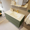 Mondiaz VICA-DLUX Ensemble de meuble de salle de bain - 100cm - meuble sous-vasque armée - 2 tiroirs - lavabo encastré nuage droite - 1 trou de robinet - version haute 60cm - opalo SW1086446