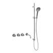 Fortifura Nebbio Badcombinatie-set - thermostaatkraan - glijstang met geïntegreerde wandaansluitbocht - metalen doucheslang - ronde handdouche - uitloop - geborsteld RVS SW1238053