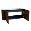 Mondiaz JOYA-DLUX 91.6cm meuble de salle de bains - arrondi gauche couleur Walnut - Vasque FAYE position Droite Sans trou de robinet couleur Meli. SW1424454