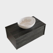 ENSEMBLE DE MEUBLE MONDIAZ LUSH - 80cm - 1 tiroir - lavabo BARCO - vasque centrale - 1 trou de robinet - anthracite SW409607