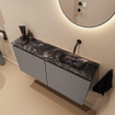 MONDIAZ TURE-DLUX Meuble toilette - 100cm - Smoke - EDEN - vasque Lava - position droite - sans trou de robinet SW1104084