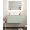 Mondiaz VICA ensemble de meuble de salle de bain - 100cm - meuble sous lavabo greey - 2 tiroirs - lavabo denia milieu - 1 trou de robinet - version XL 60cm haut SW1090911