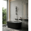 Adema Sparkle 2.0 Ensemble pour baignoire - robinet de baignoire thermostatique - barre de douche 70 cm - douchette à main ronde - flexible de douche métallique - noir mat SW1481413