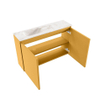 MONDIAZ TURE-DLUX meuble de toilettes 80cm Ocher. EDEN lavabo Frappe position gauche. Sans trou de robinet. SW1102865