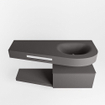 MONDIAZ RIVA Ensemble de meuble salle de bain - 120x50x30cm - 1 tiroir - MDF gris foncé mat - push to open - 0 trous de robinet - lavabo à droite - solid surface gris foncé SW702698