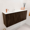 Mondiaz JOYA 90cm meuble de salle de bains - couleur Walnut - Vasque FAYE position Gauche 1 trou de robinet couleur Talc SW1421265