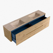 Mondiaz CIRO-DLUX Ensemble de meubles de salle de bains - 190x45x50cm - vasque solid surface Saba - 2 bacs Double - sans trous de robinet - 4 tiroirs - Chêne SW1531261
