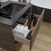 Adema Chaci Ensemble de meuble 101x46x57cm avec 2 tiroirs sans poignée vasque en céramique noire avec trou de robinet Noix SW809379