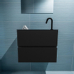 MONDIAZ ADA Toiletmeubel - 60x30x50cm - 1 kraangat - 2 lades - urban mat - wasbak rechts - Solid surface - Zwart SW472866
