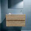 MONDIAZ ADA Toiletmeubel - 80x30x50cm - 1 kraangat - 2 lades - washed oak mat - wasbak rechts - Solid surface - Wit SW472774