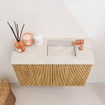 Mondiaz JOYA-DLUX 60cm toiletmeubel - kleur Oak - Wastafel FAYE positie Rechts 1 kraangat kleur Ostra. SW1422208