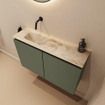MONDIAZ TURE-DLUX Meuble toilette - 80cm - Army - EDEN - vasque Frappe - position gauche - sans trou de robinet SW1102636