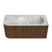 MONDIAZ KURVE-DLUX 105cm Meuble salle de bain avec module 25 G - couleur Walnut - 1 tiroir - 1 porte - vasque BIG SMALL droite - 1 trou de robinet - couleur Glace SW1138025