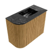 Mondiaz JOYA-DLUX 51.6cm toiletmeubel - ronding links kleur Oak - Wastafel FAYE positie Rechts 1 kraangat kleur Lava. SW1422083