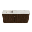 Mondiaz JOYA-DLUX Meuble de toilette 91,6cm - arrondi droit couleur Noyer - Vasque FAYE position Gauche Sans trou de robinet couleur Ostra. SW1422612