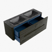 Mondiaz CIRO-DLUX Ensemble de meubles de salle de bains - 130x45x50cm - Lavabo solid surface Lava - 2 vasques double - sans trous de robinet - 4 tiroirs - Shadow SW1532275
