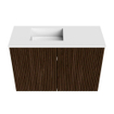 Mondiaz JOYA 60cm meuble de toilette - couleur Walnut - Vasque FAYE position Gauche 1 trou de robinet couleur Talc. SW1421304