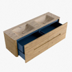 Mondiaz CIRO-DLUX Badkamermeubelset - 150x45x50cm - Solid surface wastafel Arena - 2 wasbak Dubbel - zonder kraangaten - 4 lades - Oak SW1531382