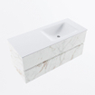 Mondiaz VICA ensemble de meuble de salle de bain - 110cm - meuble sous-vasque carrara - 2 tiroirs - lavabo cloud droite - 1 trou de robinet - version haute de 60cm - talc SW1084910