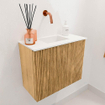Mondiaz JOYA 50cm meuble de salle de bains - couleur Oak - Vasque FAYE position Milieu Sans trou de robinet couleur Talc. SW1421098