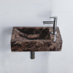 Saniclass Fuente Ensemble fontaine - 40x22x10cm - trou de robinet à droite - robinet de fontaine chrome - bouchon de vidange - siphon bas - Dark Emporador SW1445945