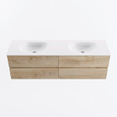 MONDIAZ Vica Ensemble meuble de salle de bains - 160cm - meuble bas chêne blanchi - 4 tiroirs - lavabo moon double - 2 trous de robinet - version hauteur 60cm - talc SW1082247