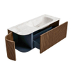 MONDIAZ KURVE-DLUX 115cm Meuble salle de bain avec module 25 G - couleur Walnut - 1 tiroir - 1 porte - vasque BIG SMALL droite - 1 trou de robinet - couleur Frappe SW1137415