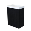Arcqua Marble Ensemble fontaine - 40x22x54.5cm - fontaine brillant blanc - sans trop-plein - chêne noir SW909583