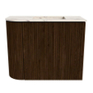 Mondiaz JOYA-DLUX Meuble de salle de bains - 51,6cm - arrondi gauche couleur Walnut - Vasque FAYE position droite 1 trou de robinet couleur Nata SW1424523