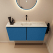 MONDIAZ TURE-DLUX Meuble toilette - 100cm - Jeans - EDEN - vasque Ostra - position centrale - sans trou de robinet SW1104924