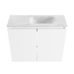 MONDIAZ TURE-DLUX Meuble toilette - 60cm - Talc - EDEN - vasque Opalo - position droite - sans trou de robinet SW1104110