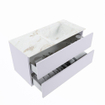 MONDIAZ VICA-DLUX Ensemble meuble de salle de bains - 100cm - meuble-bas cale - 2 tiroirs - lavabo encastré cloud à droite - sans trous de robinet - version haute 60cm - frape SW1089044