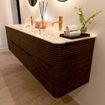 Mondiaz CIRO-DLUX Badkamermeubelset - 180x45x50cm - Solid surface wastafel Glace - 2 wasbak Dubbel - 2 kraangaten - 4 lades - Walnut SW1530310