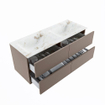 MONDIAZ VICA-DLUX Ensemble meuble de salle de bains - 120cm - meuble bas smoke - 4 tiroirs - lavabo encastré cloud double - 2 trous de robinet - version haute 60cm - frape SW1088898