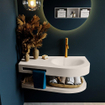 MONDIAZ RIVA Ensemble de meuble salle de bain - 100x50x5.8cm - 0 tiroirs - Lin mat - 1 trou de robinet - lavabo à droite - solid surface lin SW703339
