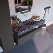 Mondiaz ALAN-DLUX Ensemble de meuble - 120cm - meuble Dark grey mat - 1 tiroir - Lavabo Cloud Lava suspendu - vasque Centre - 0 trous de robinet SW807990