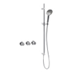 Fortifura Nebbio Ensemble combiné baignoire - mitigeur thermostatique - barre de douche avec coude mural intégré - flexible de douche lisse - douchette ronde - Remplissage-vidage de baignoire - chrome SW1238004