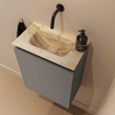 MONDIAZ TURE-DLUX Meuble toilette - 40cm - Smoke - EDEN - vasque Frappe - position centrale - sans trou de robinet SW1103047