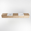 MONDIAZ BUKLA meuble de salle de bain 300cm avec module 60 couleur Chêne blanchi avec 5 tiroirs. Lavabo CLOUD double 0 trou de robinet couleur Talc. SW1382336