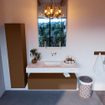Mondiaz ALAN-DLUX Ensemble de meuble - 120cm - meuble Rust mat - 1 tiroir - Lavabo Cloud Opalo suspendu - vasque Centre - 0 trous de robinet SW806685