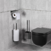 Clou Fold toiletborstelgarnituur - 35.5cm hoog - wandmodel - PVD - geborsteld gunmetal (antraciet) SW917282