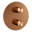 BRAUER Copper Carving douche de pluie encastrée thermostatique - 3 voies - ronde - set 80 - pomme de douche 30cm - bras mural droit - douchette 3 jets - flexible de douche - coude d'alimentation mural - cuivre brossé PVD SW1159224