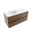 MONDIAZ VICA Ensemble meuble de salle de bains - 100x50cm - 2 tiroirs - Mocha - lavabo CLOUD gauche - sans trou de robinet - Talc SW1223267