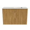 Mondiaz JOYA-DLUX 60cm toiletmeubel - kleur Oak - Wastafel FAYE positie Rechts 1 kraangat kleur Ostra. SW1422208