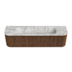 MONDIAZ KURVE-DLUX 170cm Meuble salle de bain avec module 25 G et D - couleur Walnut - 1 tiroir - 2 portes - vasque BIG LARGE centre - 1 trou de robinet - couleur Glace SW1138044