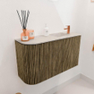 Mondiaz JOYA-DLUX 71.6cm meuble de toilette - arrondi gauche couleur Dusk - Vasque FAYE position Droite 1 trou de robinet couleur Ostra. SW1423424
